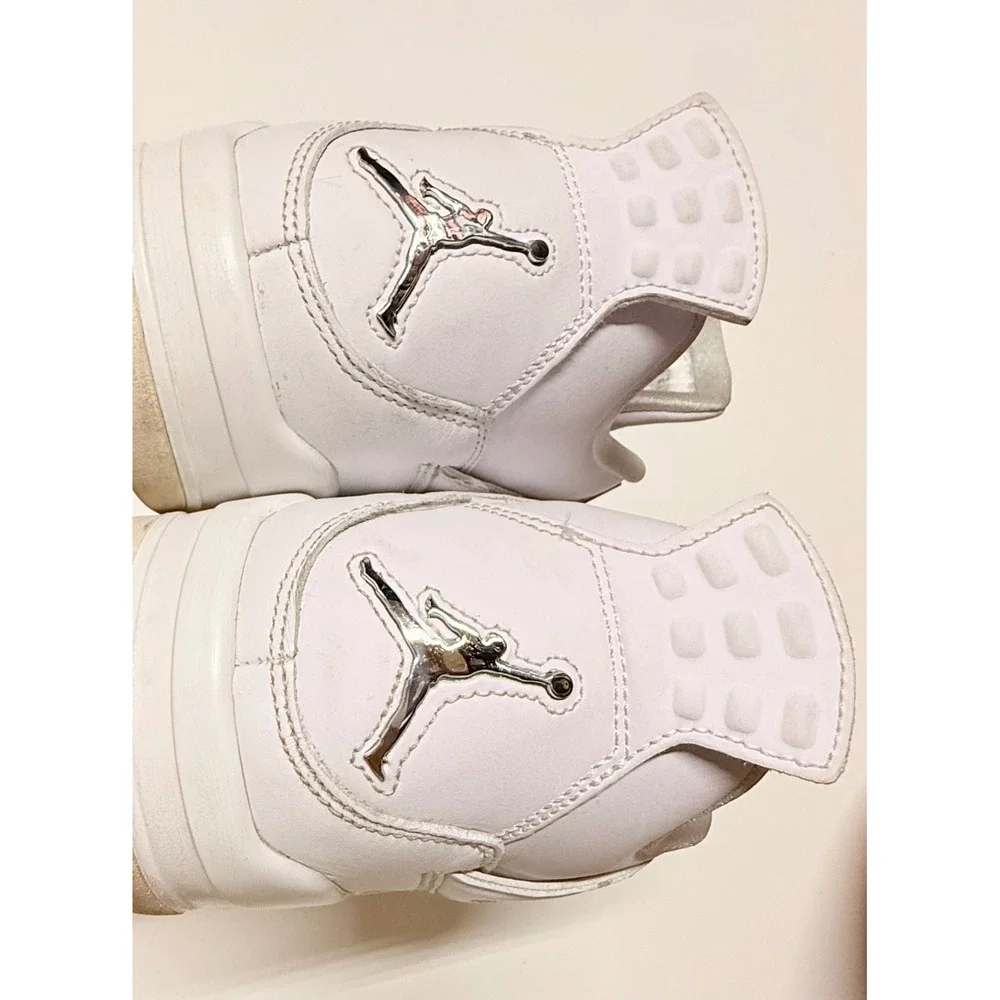 Air Jordan 4 Retro Pure Money White Metallic Silver Mens‎ Size 12 Sneakers